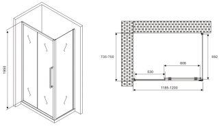 Душевой уголок ABBER Schwarzer Diamant AG30120BH-S75B 120x75см чёрный